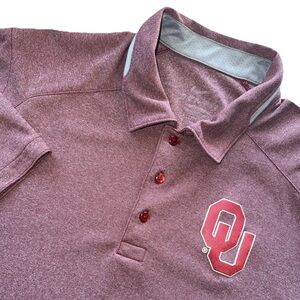Oklahoma Sooners Shirt Polo  Men's Large Crimson Nike Dri-FIT Short Sleeve OU
